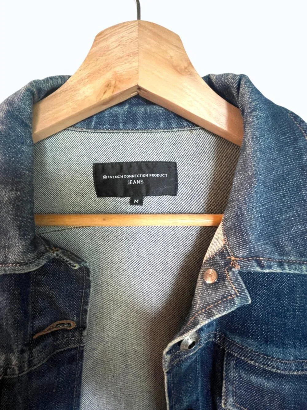 VTG French Connection Y2K Fitted Stretch Denim Hourglass Trucker Jacket Medium